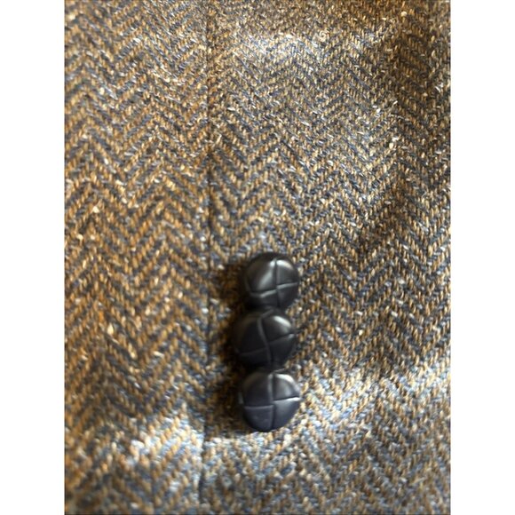 Barrage Mens Brown Blue Woven Blazer Jacket Size 44L Vintage Inside Pocket Lined - Picture 7 of 10